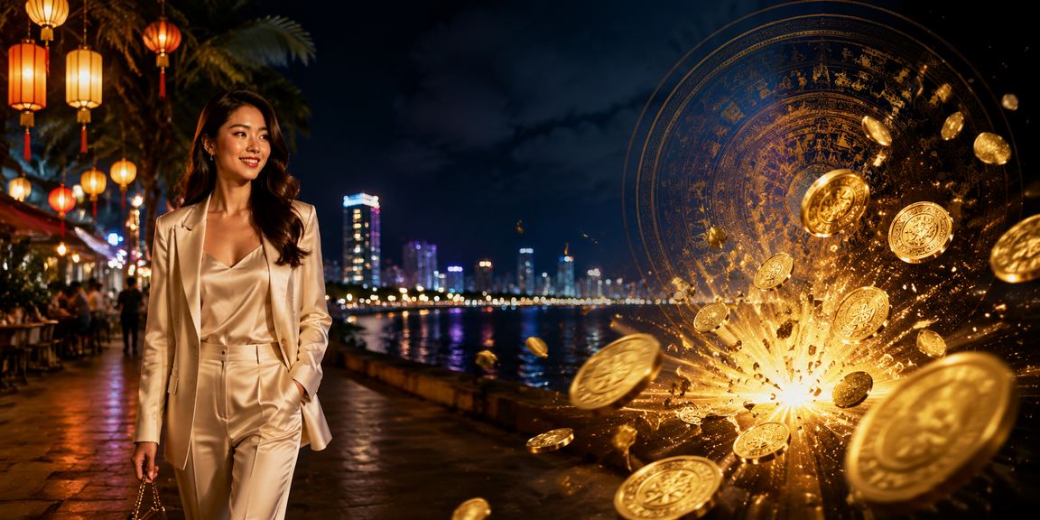 Chợ đêm Đà Nẵng với không khí cá cược casino sôi động và đèn neon rực rỡ
